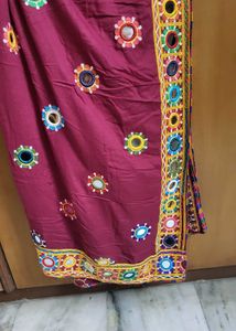 Maroon Mirror Work Duppata