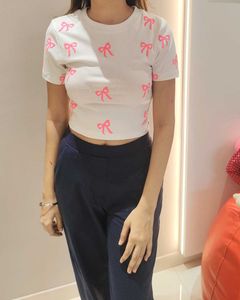 Cute Bow Print Crop Tee - XS/S