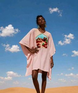 Unique Desert Landscape Embroidered Tunic Top