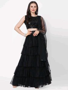 Elegant Black Ethnic unstitched lehenga choli