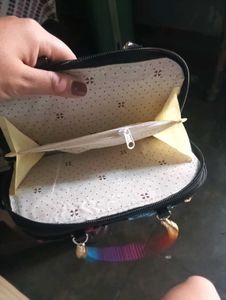 Embroidered Clutch with Rainbow Handles