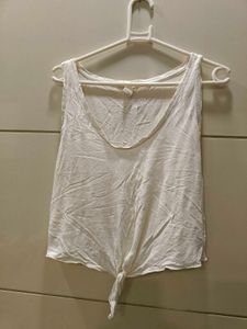 H&M White Knot Front Tank Top