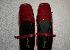 Cherry Red Patent Leather Bow Flats
