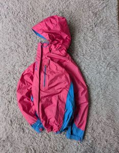 Pink & Blue Hooded Windbreaker Jacket