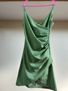 Sage Green Ruched Bodycon Dress - S