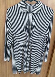 🖤Korean Monochrome Striped Blouse Top🤍