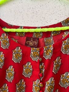 Red Printed Anarkali Kurta