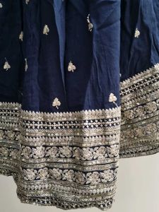Handwork Navy Blue Lehenga Choli with Pink Dupatta