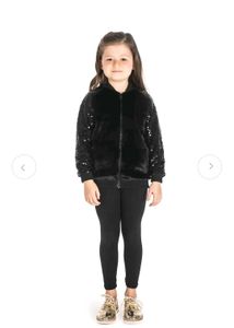 Girls Black Sequin Bomber Jacket
