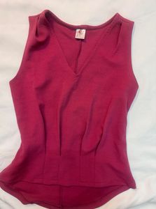 Pink V-Neck Sleeveless Top