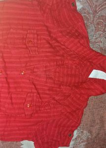 Red Striped Button-Up Shirt
