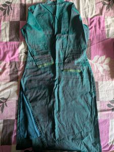 Teal Kurta Set with Red Dupatta