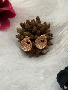 Elegant Rose Gold Crystal Bow Drop Earrings