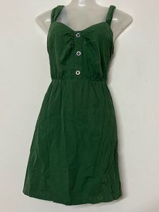 Pintresty Casual Green Button-Front Dress