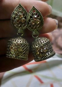 Vintage Jhumka Earrings with Stones