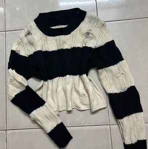 Striped cropped sweater