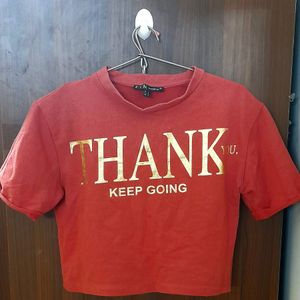 Red Graphic Crop Top