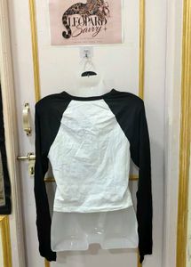 White &amp; Black Baseball Tee