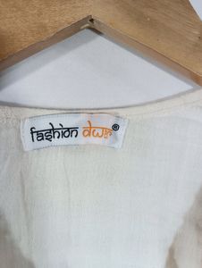 White Embroidered Casual Top (Women)