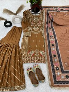 Party Wear Look with Top-Plazzo and Dupatta
