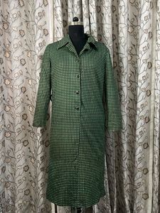 Chic Green Checkered Coat