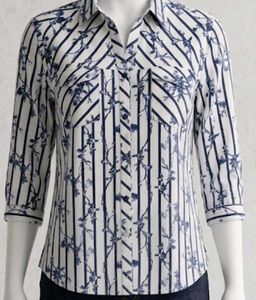 Striped Floral Pure Cotton Shirt for women