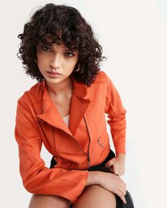 Suede Orange Moto Jacket