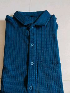 Teal Textured Button-Down Shirt