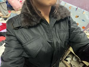 Women's Fur Collar Belted Jacket