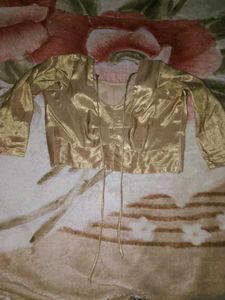 Shimmering Gold Boat Neck Blouse