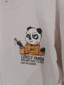 Cute Panda Graphic White T-Shirt