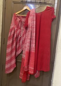 Red Ethnic Kurta Set with Dupatta