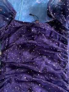 Sparkly Navy Blue Mesh Dress