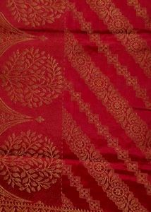 Elegant Red Saree with Golden Motifs