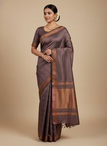 Striped Silk Saree with Blouse