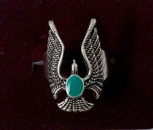 Unisex Eagle Design Ring with Turquoise Stone