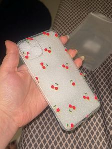 Phone 13 Case - Clear Glitter with Cherries