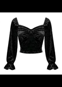 Black Velvet Sweetheart Neck Top