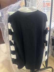 Zara Black &amp; White Striped Rugby Shirt