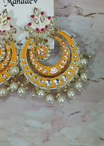 Yellow Meenakari Jhumka Earrings