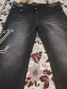 Men's Black Jeans with Unique Design