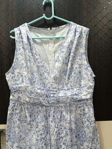 Blue Floral Sleeveless Dress