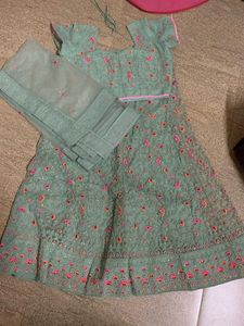 floral green lehanga