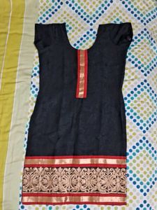 Elegant Black Kurta with Red & Gold Trim