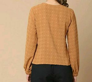 Chic Brown Textured Button-Up Blouse
