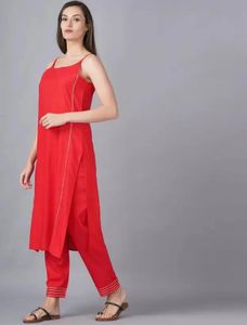 Vibrant Red Kurta Set with Pants
