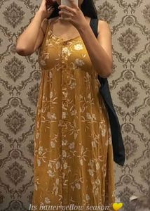Flowy Yellow Floral Midi Dress