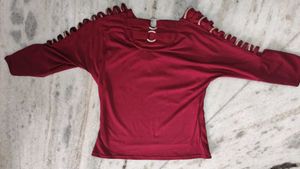 Maroon top with Embellished Neckline