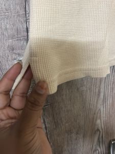 Men's Beige Textured T-Shirt