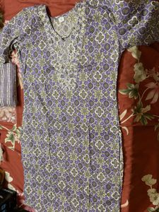 Beautiful Lavender Floral Print Kurta Set “M”